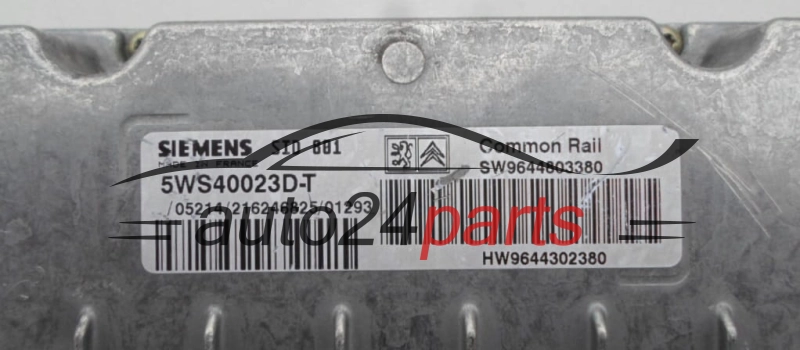 Μονάδα Ελέγχου Κινητήρα CITROEN PEUGEOT 2.0 HDI 5WS40023D-T, 5WS40023DT, SW9644803380, SID 801