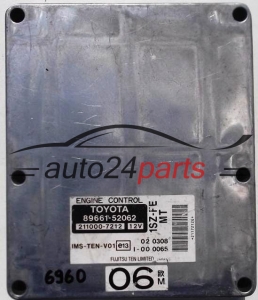 ECU ENGINE CONTROLLER TOYOTA YARIS 1.0 89661-52062, 8966152062, 1SZ-FE, 06