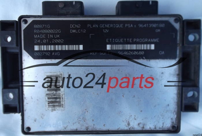 MOTORSTEUERGERÄT ECU STEUERGERÄT PEUGEOT PARTNER 1.9 LUCAS R04080022G PSA 9641390180 SOFT 9646260680, DCN2 DWLC12