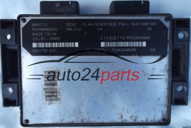 MOTORSTEUERGERÄT ECU STEUERGERÄT PEUGEOT PARTNER 1.9 LUCAS R04080022G PSA 9641390180 SOFT 9646260680, DCN2 DWLC12