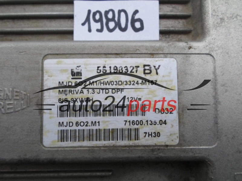 KOMPUTER STEROWNIK SILNIKA OPEL MERIVA 1.3 CDTI MAGNETI MARELLI MJD 6O2.M1, MJD6O2M1, MJD602M1, FGP 55198927 BY, 71600.135.02, 7160013502