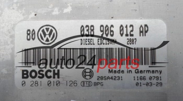 ECU CENTRALITA DE MOTOR  VOLKSWAGEN GOLF  BOSCH 0 281 010 126,  038 906 012 AP