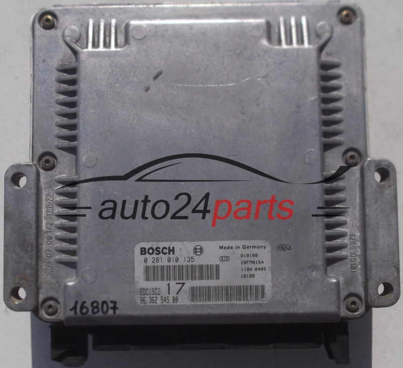 Μονάδα Ελέγχου Κινητήρα PEUGEOT 806 2.0 HDI BOSCH 0 281 010 135, 0281010135, 96 362 545 80, 9636254580, 28FM0154, EDC15C2 17