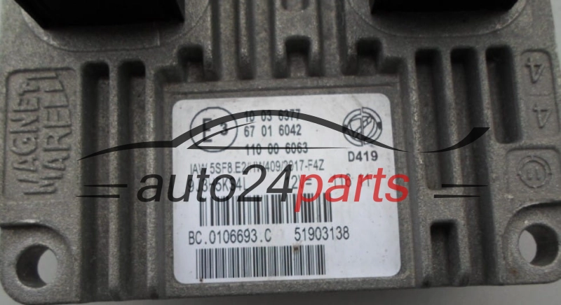 ECU ENGINE CONTROLLER  FIAT 500 1.2 Magneti Marelli IAW5SF8E2, 51903138, BC.0106693.C