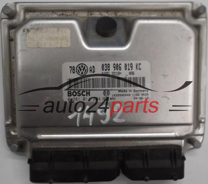  VW VOLKSWAGEN PASSAT 1.9 TDI 038906019KC, 038 906 019 KC, BOSCH 0281011204, 0 281 011 204, DIESEL EDC15P+ 4896