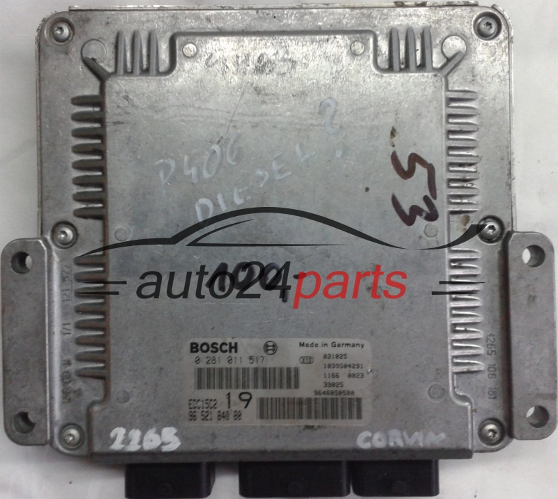 ECU ENGINE CONTROLLER PEUGEOT 406 2.0 HDI BOSCH 0281011517 9652184080 9646850580 EDC15C2 19