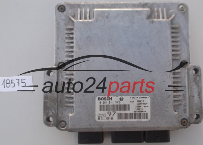 KOMPUTER STEROWNIK SILNIKA CITROEN PEUGEOT 2.0 HDI BOSCH 0 281 011 342, 0281011342, 96 511 750 80, 9651175080, EDC15C2 97