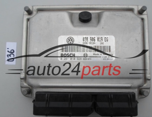 KOMPUTER STEROWNIK SILNIKA SKODA 1.9 TDI BOSCH 0 281 010 928, 0281010928, 038 906 019 EG, 038906019EG