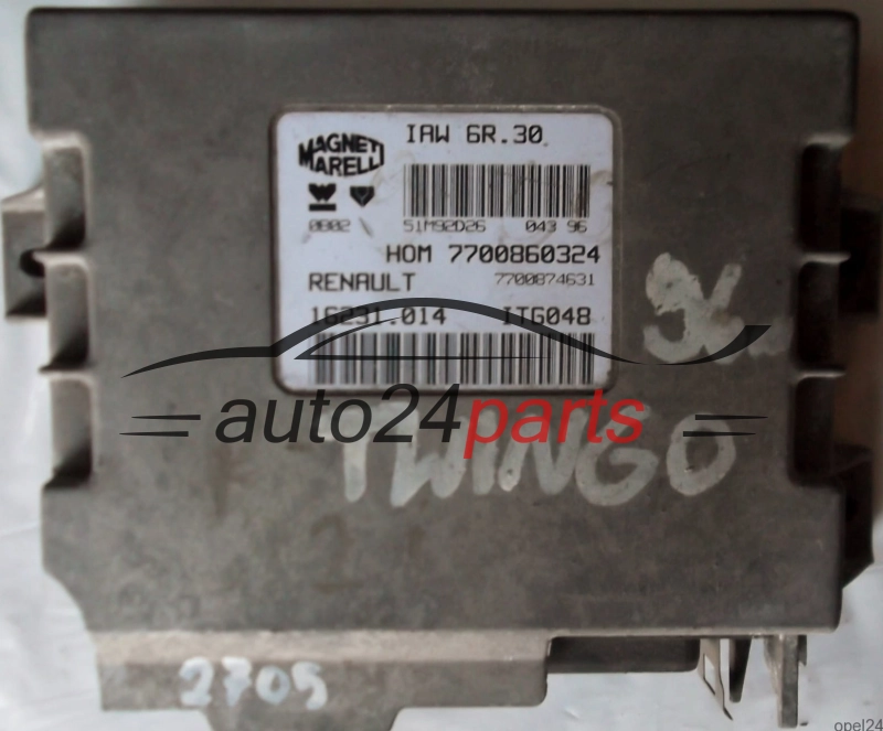 CALCULATEUR MOTEUR RENAULT TWINGO 1.2 MAGNETI MARELLI IAW 6R.30, IAW6R30, 7700860324, 7700874631, 16231.014, 16231014