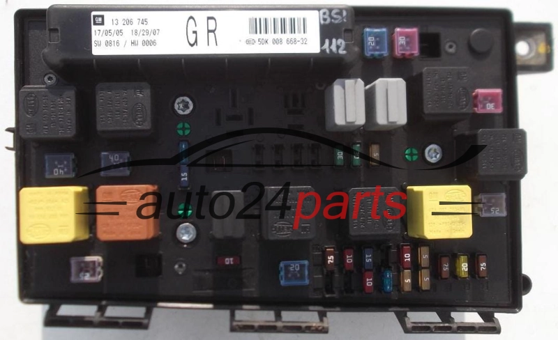 CAJA ELECTRICA DE FUSIBLES Y RELES OPEL GM 13 206 745 GR HELLA 5DK 008 668-32