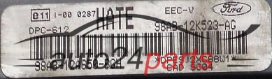 Μονάδα Ελέγχου Κινητήρα FORD FOCUS 1.8 TDDI 98AB12A650BGH, 98AB-12A650-BGH, 98AB12K523AG, 98AB-12K523-AG HATE DPC-612