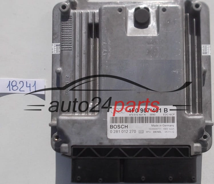 KOMPUTER STEROWNIK SILNIKA AUDI A6 3.0 TDI BOSCH 0 281 012 270, 0281012270, 4F0 907 401 B, 4F0907401B, 4F0 910 401 N, 4F0910401N, EDC16CP