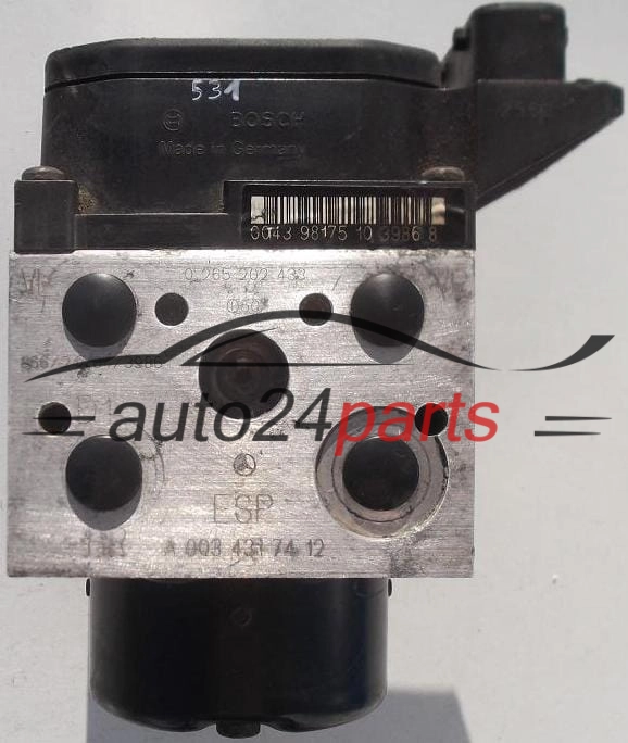 Pompe ABS et calculateur BOSCH 0 130 108 068, 0130108068, BOSCH 0 265 202 433, 0265202433, A 003 431 74 12, A0034317412
