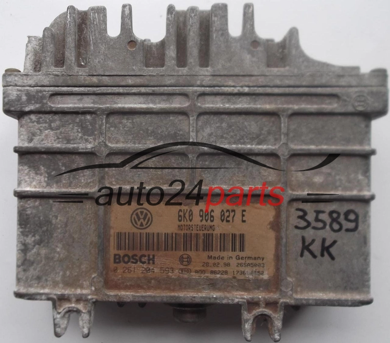 KOMPUTER STEROWNIK SILNIKA SEAT CORDOBA IBIZA INCA VW POLO CADDY 1.4 6K0906027E, 6K0 906 027 E, BOSCH 0261204593, 0 261 204 593
