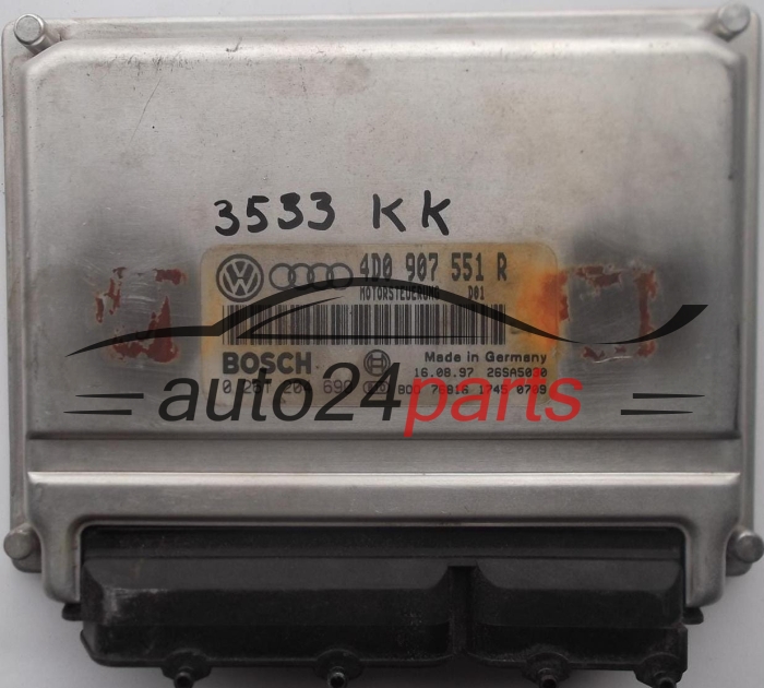 ECU ENGINE CONTROLLER AUDI A4 A6 VW VOLKSWAGEN PASSAT 2.8 V6 30V 4D0907551R, 4D0 907 551 R, BOSCH 0261204690, 0 261 204 690, MOTORSTEUERUNG D01 26SA5030