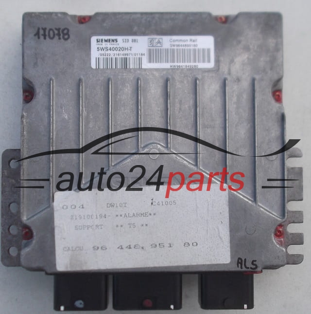 Μονάδα Ελέγχου Κινητήρα PEUGEOT 307 2.0 HDI SIEMENS 5WS40020H-T, 5WS40020HT, SW9644895180, SW 9644895180, HW9641849280, HW 9641849280