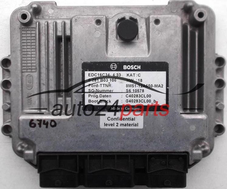 MOTORSTEUERGERÄT ECU STEUERGERÄT FORD FOCUS 1.6 TDCI BOSCH 0 281 B03 106, 8M51-12A650-MA2