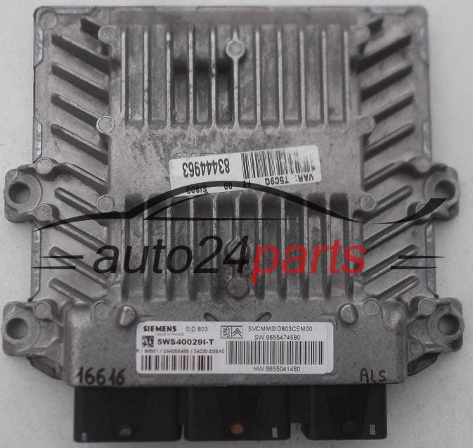 CENTRALINA DO MOTORE PEUGEOT CITROEN 2.0 HDI, SIEMENS 5WS40029I-T, 5WS40029IT, 9655474580, 9655041480, SID 803 