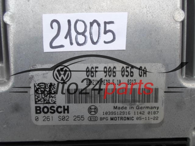 Μονάδα Ελέγχου Κινητήρα VW VOLKSWAGEN EOS 2.0 FSI BOSCH 0 261 S02 255, 0261S02255, 06F 906 056 GA, 06F906056GA, MED9.5.10