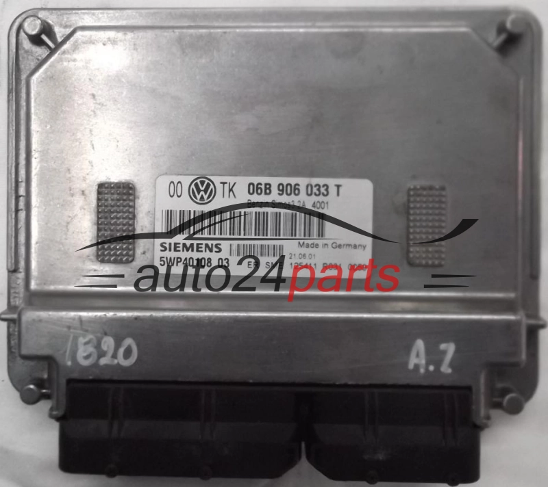 KOMPUTER STEROWNIK SILNIKA VW VOLKSWAGEN PASSAT 2.0 AZM 06B906033T, 06B 906 033 T, SIEMENS 5WP4010803, 5WP40108 03, BENZIN SIMOS 3.2A 4001