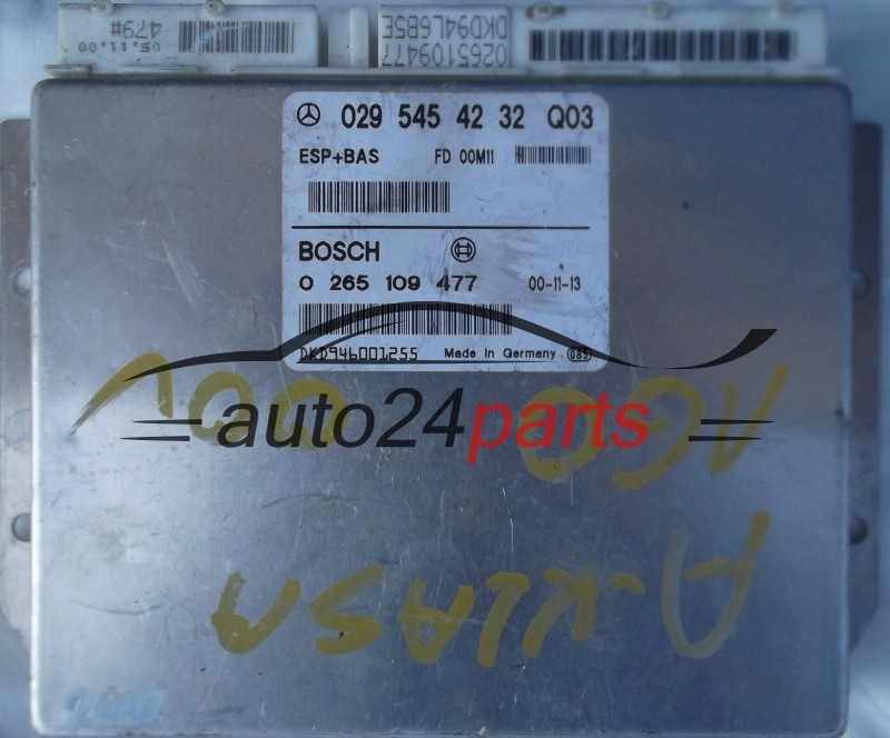 ABS STEROWNIK ESP + BAS MERCEDES W168 A-KLASA BOSCH 0265109477, 0 265 109 477, 0295454232, 029 545 42 32 Q01