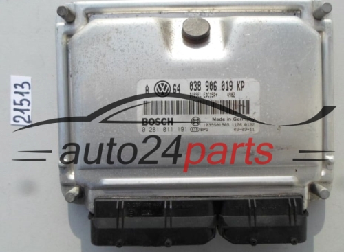 KOMPUTER STEROWNIK SILNIKA VW VOLKSWAGEN GOLF IV 1.9 TDI, BOSCH 0 281 011 191, 0281011191, 038 906 019 KP, 038906019KP
