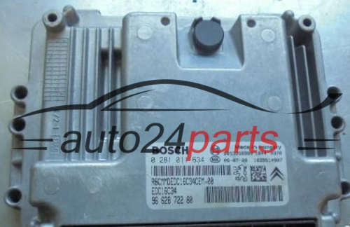 Μονάδα Ελέγχου Κινητήρα  CITROEN PEUGEOT 1.6 HDI BOSCH 0 281 011 634,  96 628 722 80