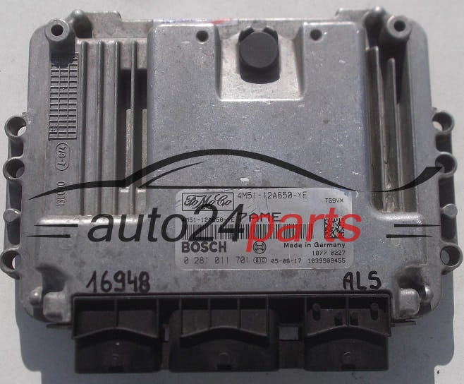 KOMPUTER STEROWNIK SILNIKA FORD 1.6 TDCI BOSCH 0 281 011 701, 0281011701, 4M51-12A650-YE, 4M5112A650YE