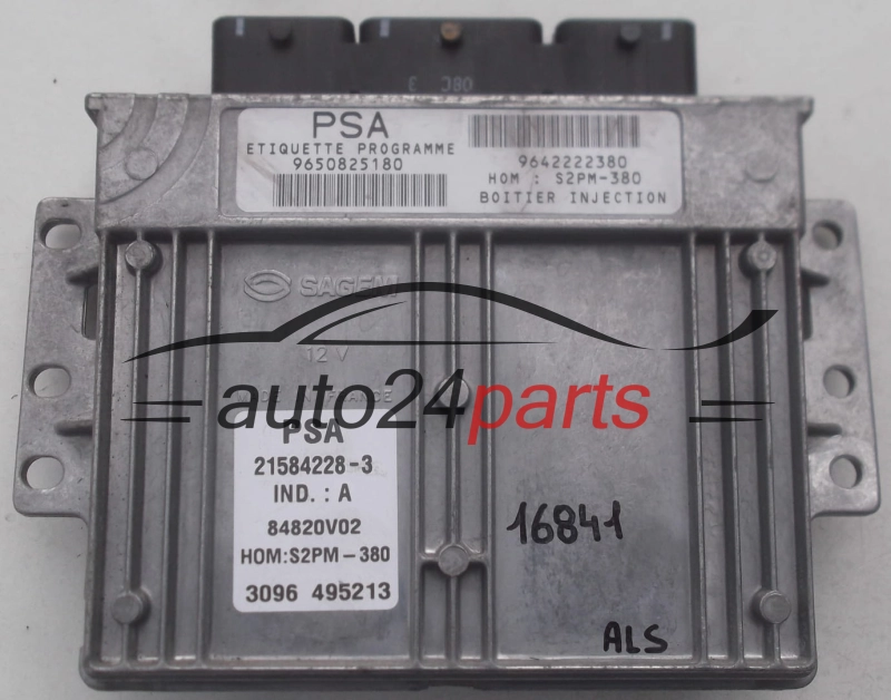 CALCULATEUR MOTEUR CITROEN C3 1.4 8V SAGEM 21584228-3, 215842283, 9650825180, 9642222380, 84820V02
