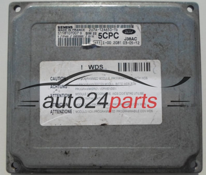 Μονάδα Ελέγχου Κινητήρα FORD FIESTA FUSION 1.6 SIEMENS S118107007 D,  2U7A-12A650-TD