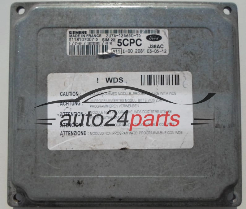 Μονάδα Ελέγχου Κινητήρα FORD FIESTA FUSION 1.6 SIEMENS S118107007 D,  2U7A-12A650-TD