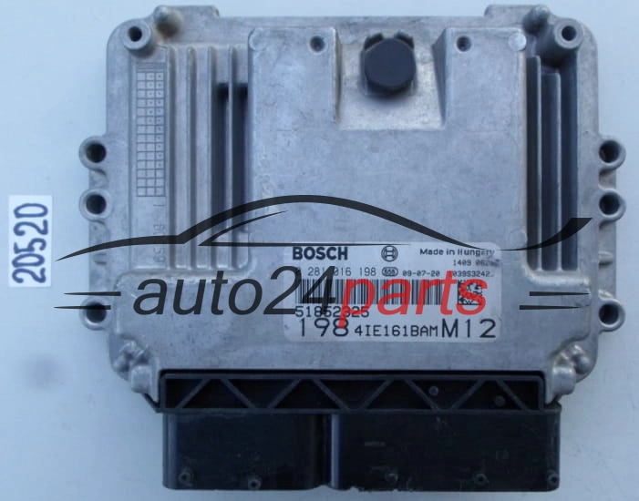 KOMPUTER STEROWNIK SILNIKA FIAT BRAVO 1.6 MJTD BOSCH 0281016198, 0 281 016 198, 51852325, 198 4IE161BAM M12, 1984IE161BAMM12