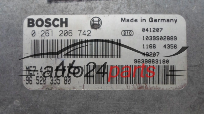 CENTRALINA DO MOTORE PEUGEOT 607 3.0 BOSCH 0 261 206 742,  96 520 335 80