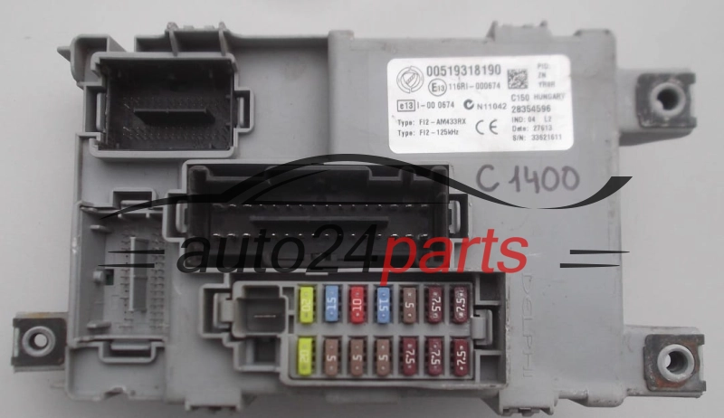 SKRZYNKA BEZPIECZNIKÓW MODUL FIAT 500 DELPHI 28354596, 00519318190 