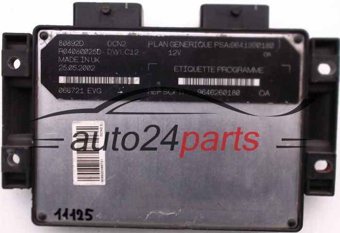 ECU ENGINE CONTROLLER CITROEN PEUGEOT LUCAS R04080025D, PSA: 9641390180, SOFT: 9646260180, DCN2, DWLC12