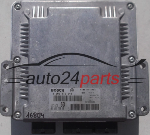 Μονάδα Ελέγχου Κινητήρα PEUGEOT 307 2.0 HDI, BOSCH 0 281 012 140, 0281012140, 96 583 729 80,  9640938680, 1039S08795, EDC15C2 63