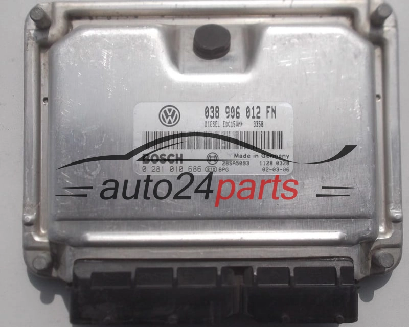 SEAT LEON TOLEDO 1.9 TDI ALH 038 906 012 FN, 038906012FN, BOSCH 0 281 010 686, 0281010686, 28SA5093 DIESEL EDC15UM+ 3358