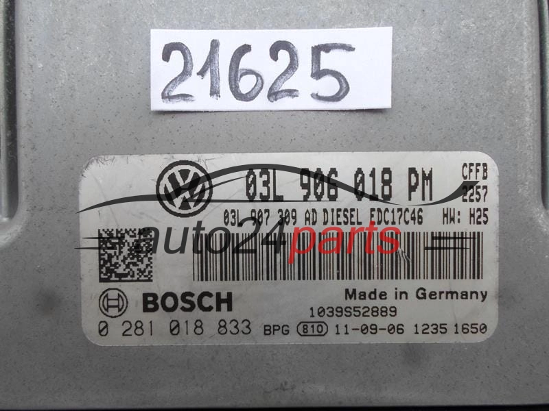 VW VOLKSWAGEN NEW BEETLE 2.0 TDI BOSCH 0 281 018 833, 0281018833, 03L 906 018 PM, 03L906018PM, EDC17C46