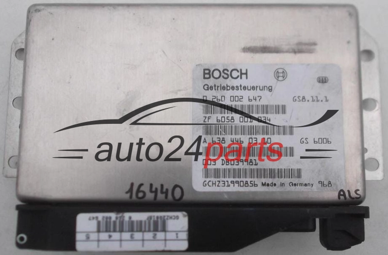 ECU AUTOMATIC GEARBOX MERCEDES VITO BOSCH 0 260 002 647, 0260002647, A 638 446 03 10, A6384460310, ZF 6058 001 034, ZF6058001034