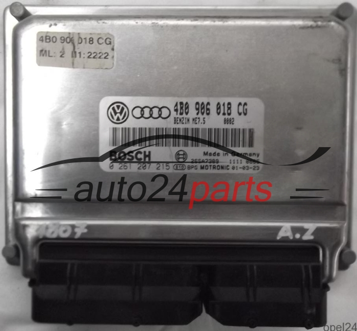 CALCULATEUR MOTEUR AUDI A4 A6 VW VOLKSWAGEN PASSAT 1.8T 1.8 TURBO 4B0906018CG, 4B0 906 018 CG, BOSCH 0261207215, 0 261 207 215