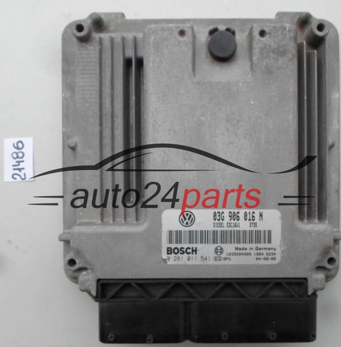 VW VOLKSWAGEN CADDY 2.0 TDI 03G906016N, 03G 906 016 N, BOSCH 0 281 011 541, 0281011541, DIESEL EDC16U1 5735, 1039S04908