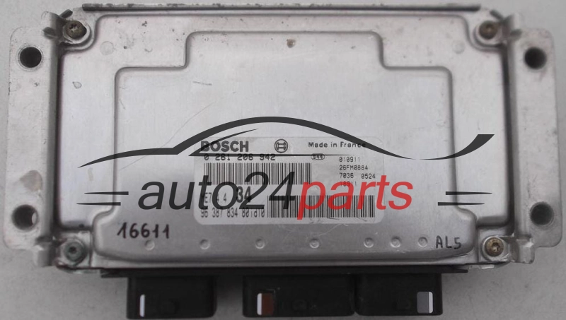 Μονάδα Ελέγχου Κινητήρα PEUGEOT 206 1.6 BOSCH 0 261 206 942, 0261206942, 96 387 834 80 id10, 9638783480 id10, ME7.4.4 34