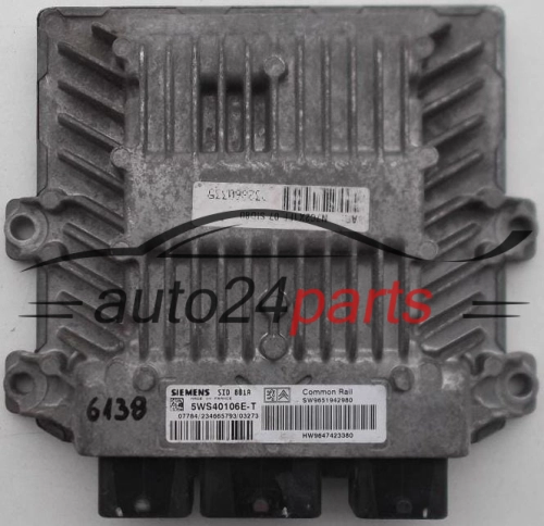 KOMPUTER STEROWNIK SILNIKA CITROEN PEUGEOT 2.0 HDI 5WS40106E-T, SW9651942980, HW9647423380 - 6138
