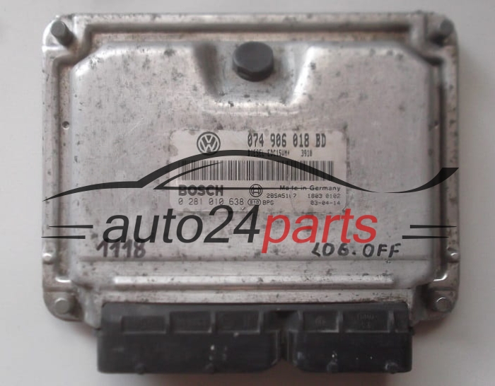 CALCULATEUR MOTEUR VW VOLKSWAGEN LT 2.5 TDI BOSCH 0 281 010 638, 0281010638, 074 906 018 BD, 074906018BD