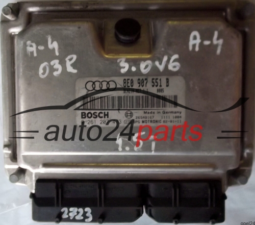 MOTORSTEUERGERÄT ECU STEUERGERÄT AUDI A4 3.0 8E0907551B, 8E0 907 551 B, BOSCH 0 261 207 473, BENZIN ME7.1.1 0005, 26SA3167 