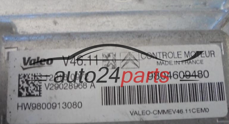 Centralina motore CITROEN PEUGEOT 1.2 VALEO V46.11, 9804609480, HW 9800913080