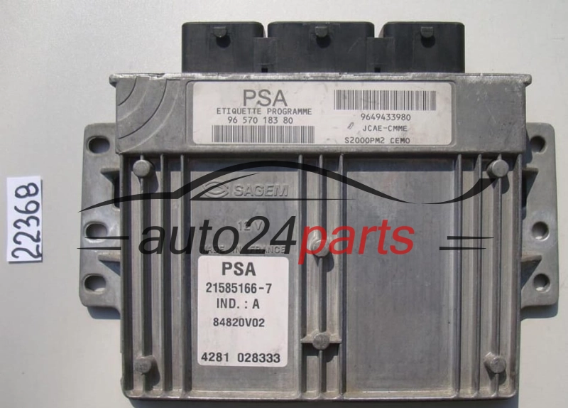 KOMPUTER STEROWNIK SILNIKA CITROEN C2 1.4 Sagem 21585166-7 A, 215851667A, PSA 96 570 183 80, 9657018380, 9649433980
