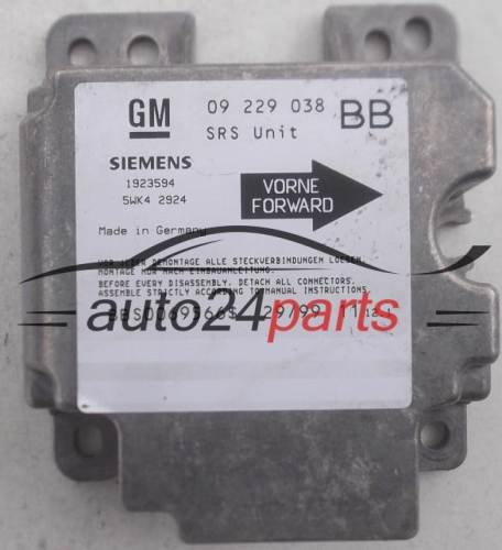 ECU AIRBAG CONTROL MODULE OPEL CORSA B GM 09 229 038 BB,  SIEMENS 5WK42924
