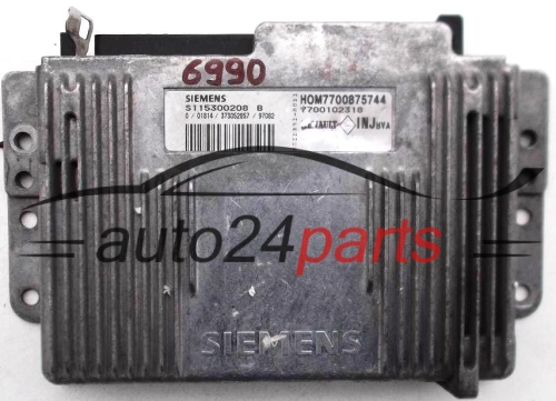 CENTRALINA MOTORE RENAULT SCENIC 1.6 S115300208 B, HOM7700875744, 7700875744, 7700102318, INJ 