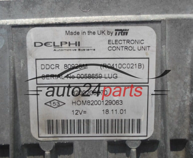 Μονάδα Ελέγχου Κινητήρα RENAULT CLIO 1.5 DCI Delphi R0410C021B, 8200206670, HOM 8200129063